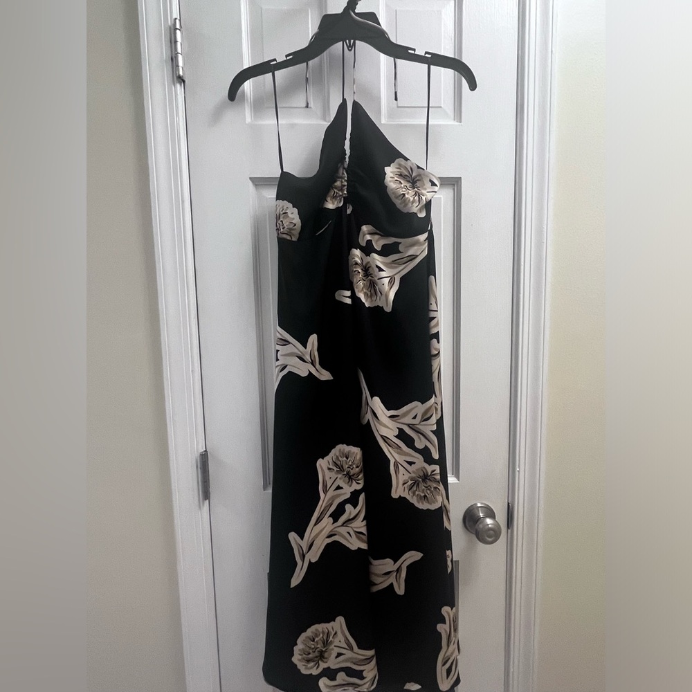 NWT Satin Banana Republic Floral Midi Halter - Size Medium